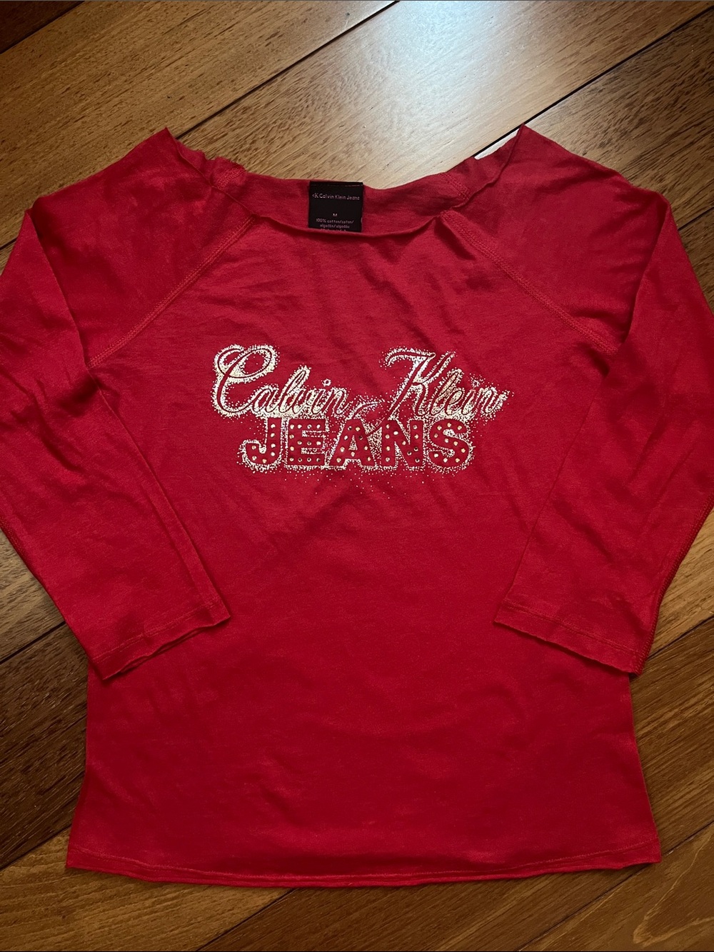 NWOT Y2K CK Jeans Crystal Logo Top